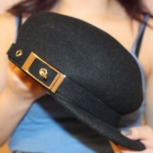 ALDO wool black with gold buckle hat